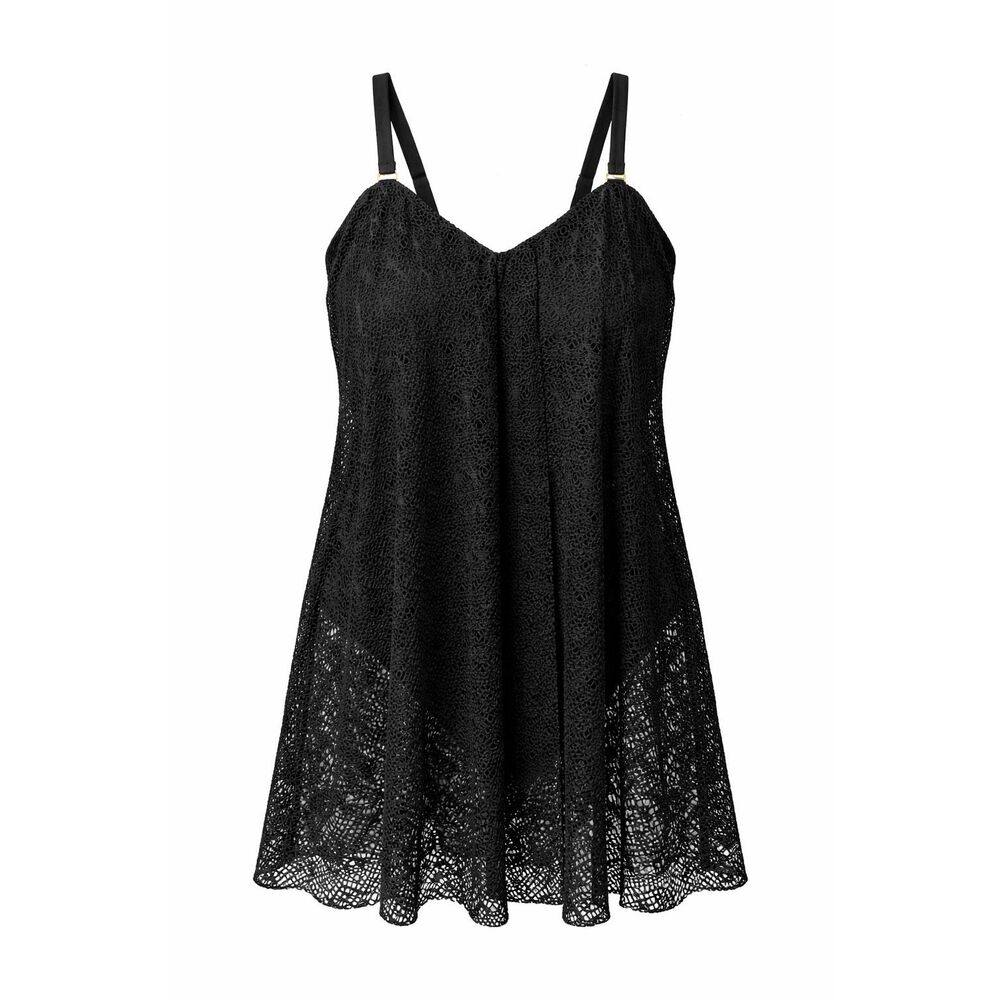 Swimsuits For All One Piece Size 16 Black Mesh Skirted Swimsuit Removable Straps